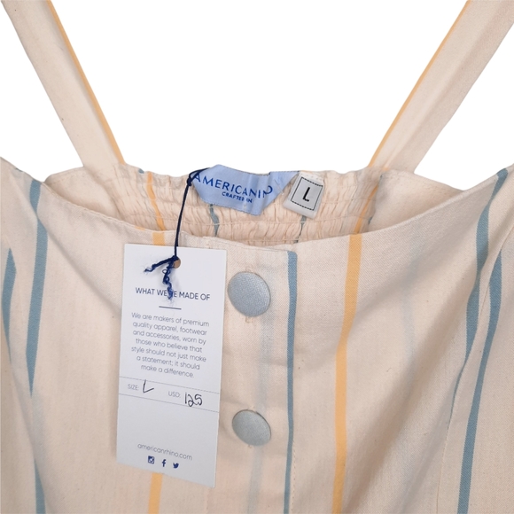 NWT American Rhino Striped Button Summer Dress Large - Picture 3 of 7